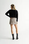 Beatrice Fuzzy Crop Top and Cardigan Set - Black