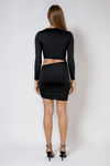 Born to Shine Cutout Long Sleeve Mini Dress - Black