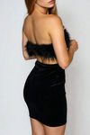 Break Free Velvet Feather Mini Dress - Black