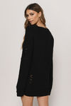 Complicated Black Distressed Sweater Dress