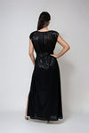Daylight Glow Belted Metallic Maxi Dress - Black