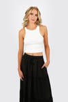 Denarie Black Tiered Drawstring Waist Maxi Skirt