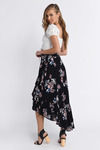 Ella Black Floral Print Skirt