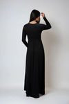 Evermore Elegance Long Sleeve Slit Maxi Dress - Black