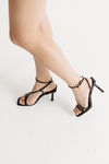 Felicia Black Patent Square Toe Strappy Heels