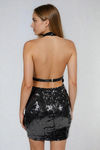 Festive Mood Surplice Sequin Mini Dress - Black