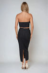 Glow Getter Knit Bustier Top and Maxi Skirt Set - Black