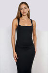 Glow Getter Square Neck Bodycon Midi Dress - Black