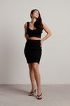 Glow Up Black Lace Trim Crop Top and Mini Skirt Set