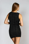 Golden Charm Tweed Button Mini Dress - Black Gold