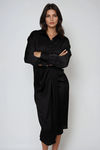 Good Days Satin Belted Midi Dress - Black