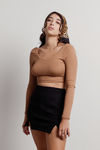 Hana Black Double Slit Suede Paneled Mini Skirt