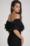 Honey Lips Off Shoulder Ruched Mini Dress - Black