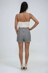 Checkmate Plaid Buttoned Shorts - Black/Ivory