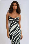Wild Rush Abstract Print Slip Maxi Dress - Black Ivory