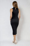 Keep it Bold Mock Neck Bodycon Midi Dress - Black