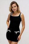 Keep It Cute Bow Pocket Bodycon Mini Dress - Black