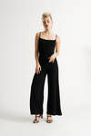 Love Is Real Black Glitter Cowl Neck Jumpsuit