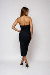 Lover Girl Satin Slit Midi Dress - Black