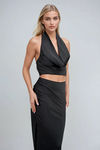 Made To Slay Halter Top and Maxi Skirt Set - Black