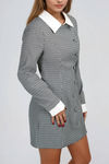 Metro Chic Plaid Button Mini Dress - Black