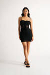 Nephele Black Crochet Knitted Bodycon Mini Dress