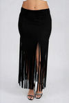 Night Affair Fringe Maxi Skirt - Black