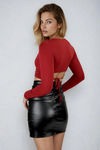 Play Nice Leather Slit Mini Skirt - Black