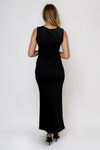 Power Stance Square Neck Bodycon Maxi Dress - Black