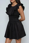 Pretty Girls Ruffle Flare Mini Dress - Black