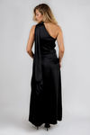 Refined Glow One Shoulder Slit Maxi Dress - Black