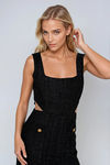 Regal Edge Tweed Jumpsuit - Black