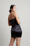 Remona Black Satin Bodycon Mini Dress