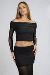 Simply Irresistible Off Shoulder Crop Top and Maxi Skirt Set - Black