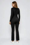 Slay Fit Long Sleeve Square Neck Jumpsuit - Black