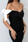 Soft Spell Satin Bow Mini Dress - Black