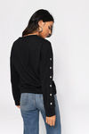 Sophie Black Snap Button Sleeve Sweatshirt
