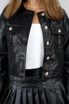 Stand Out Button Down Leather Jacket - Black