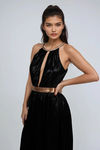 Starlit Skin Metallic Open Back Maxi Dress - Black
