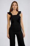 Step Into Glow Ruffled Jumpsuit - Black