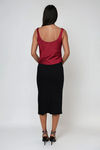 Stop and Stare Ribbed Midi Skirt - Black