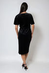 Stuck With You Velvet Wrap Midi Dress - Black