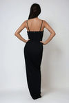 Sweet Melody Bow Slit Maxi Dress - Black
