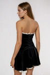 Swept Away Strapless Lace Up Mini Dress - Black