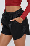 Urban Edge Draw String Leather Shorts - Black