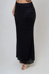Velour Charm Lace Maxi Skirt - Black