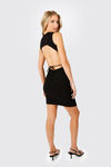 Waiting Game Black Ribbed Open Back Bodycon Dress