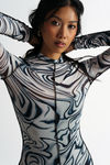 Waverly Wave Black Sheer Mesh Bodycon Dress