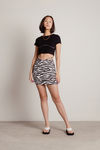Blend In Black & White Zebra Waist Tie Bodycon Mini Skirt