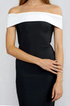 Glow and Go Off Shoulder Bodycon Midi Dress - Black/White